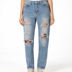 ⭐ SHEIN Distressed Ripped Jeans Women’s Size M Medium Wash Denim